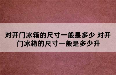 对开门冰箱的尺寸一般是多少 对开门冰箱的尺寸一般是多少升